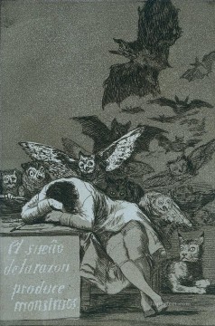 The sleep of reason brings forth monsters Romantic modern Francisco Goya Oil Paintings